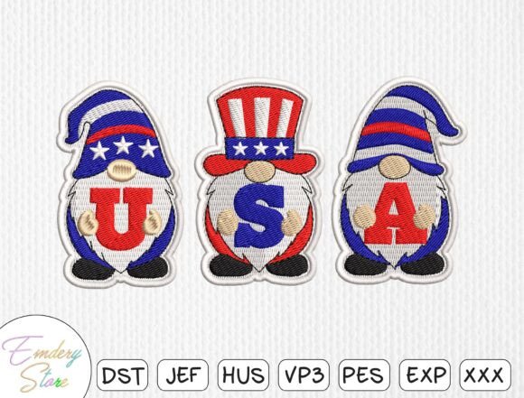 Patriotic USA Gnomes Embroidery Design Review