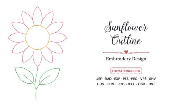 Sunflower Outline Embroidery Design for Holiday Collections